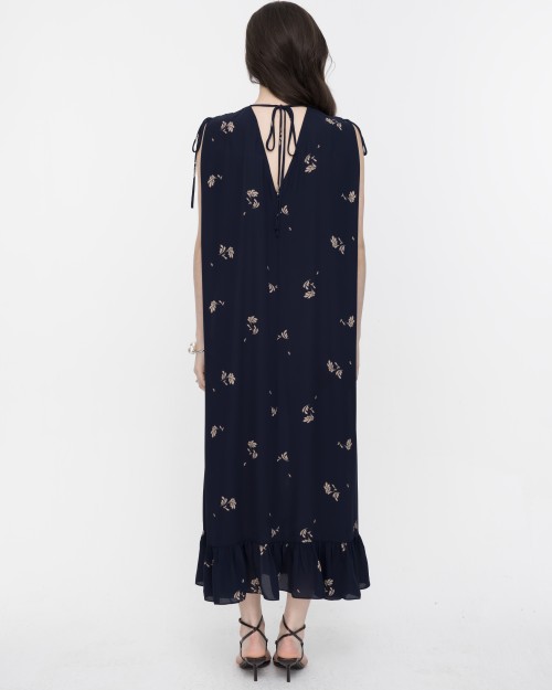 SIXDO Sleeveless V-Neck Floral Flared Dress